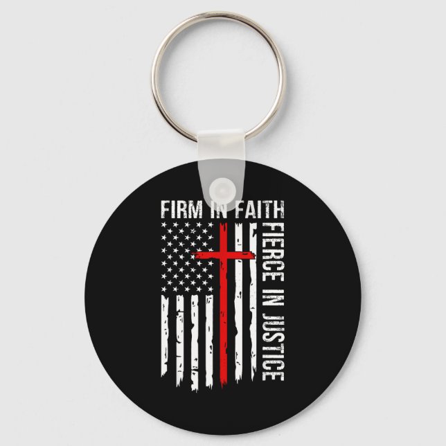 Llavero Firm In Faith Fierce In Justice Usa Flag Christian (Anverso)