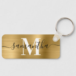 Llavero Firma Monograma Relieve metalizado dorado Foto Rec