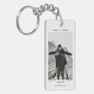 Llavero Firma simple foto Minimalista Guardar la fecha