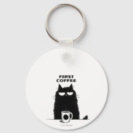 Llavero First Coffee Then Meow – Funny Cat Coffee Lover