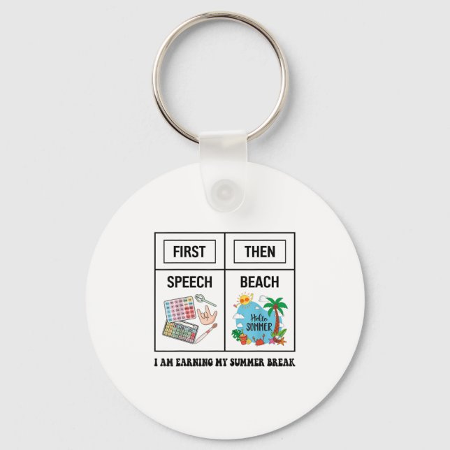 Llavero First Speech Then Beach Funny Speech Therapy Summe (Anverso)