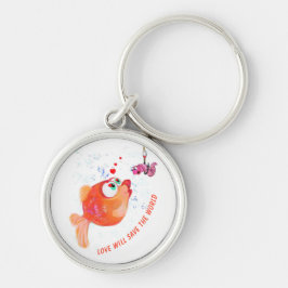 Llavero Fish and Worm Love Romantic Personalizado Keychain