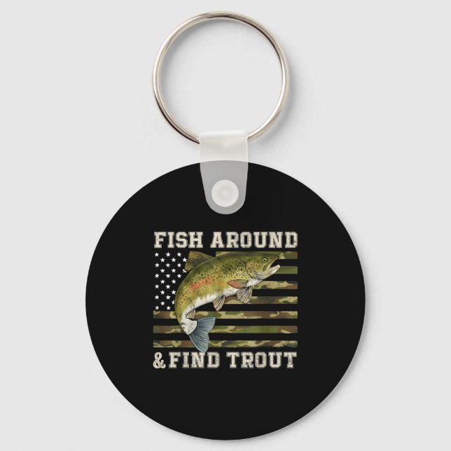 Llavero Fish Around And Find Trout American Flag Funny Fis (Anverso)