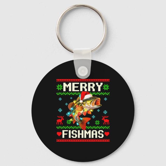 Llavero Fishing B Fish Merry Fishmas Fisherman Ugly Christ (Anverso)