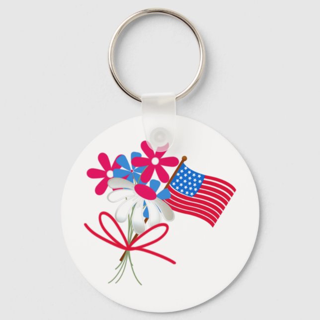 Llavero FLag y Flores de Estados Unidos (Anverso)
