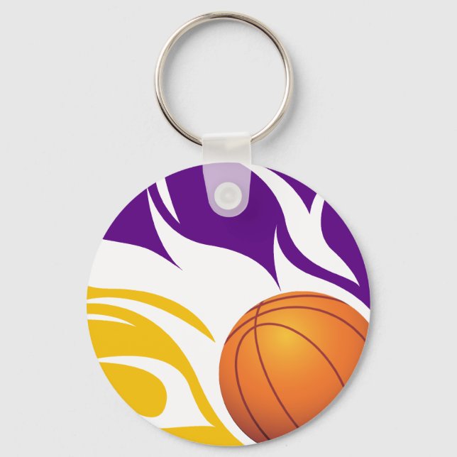 Llavero Flamante baloncesto morado y oro (Anverso)