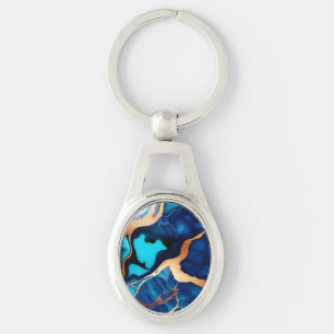 Llavero Flamante dorado azul trenzado