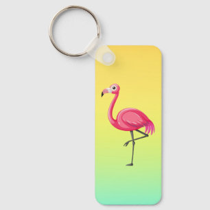 Llavero Flamenco Rosa en Estilo de Dibujos Animados