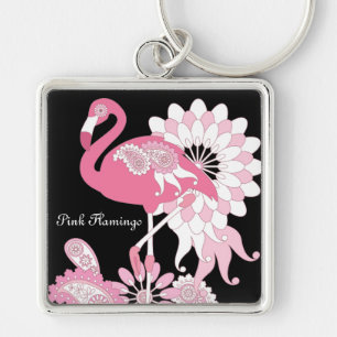 Llavero Flamenco Rosa Negro Moderno Caprichoso