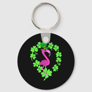 Llavero Flamenco Shamrock Día de San Patricio Animal