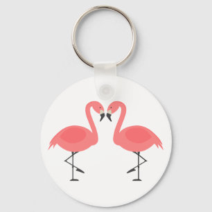 Llavero Flamencos rosados tropicales - Amor rosa hawaiano,