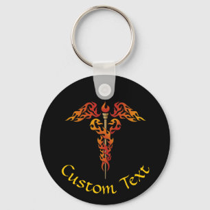 Llavero Flames Caduceus Keychain
