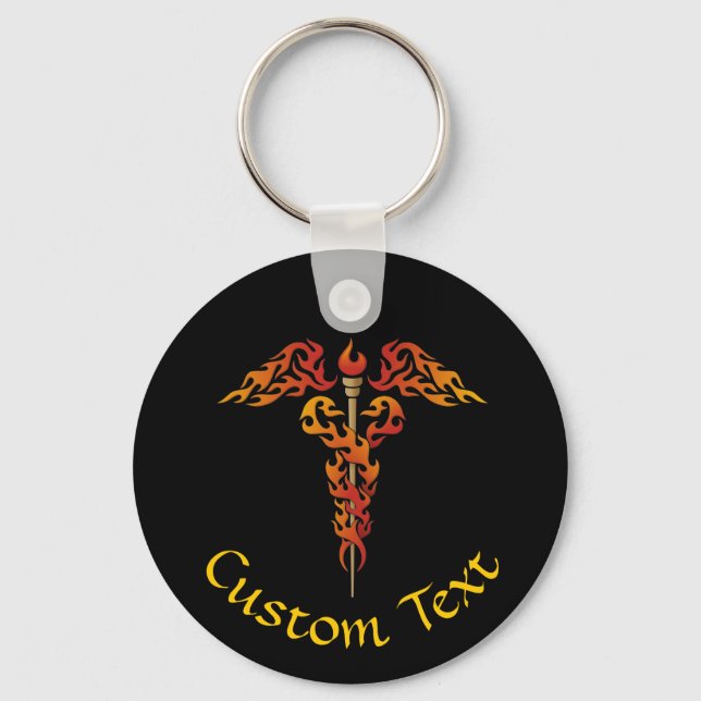 Llavero Flames Caduceus Keychain (Anverso)