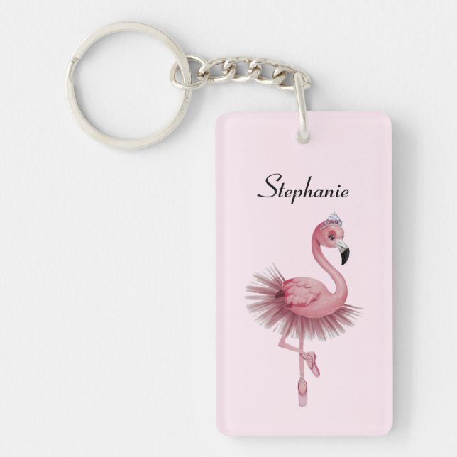 Llavero Flamingo Ballet Dancer Personalizado (Frente)