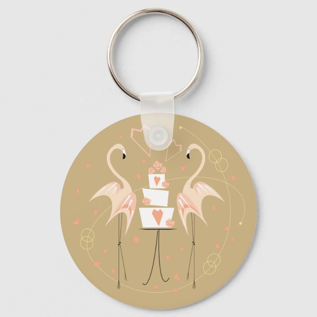 Llavero Flamingo Boda keychain básico (Anverso)