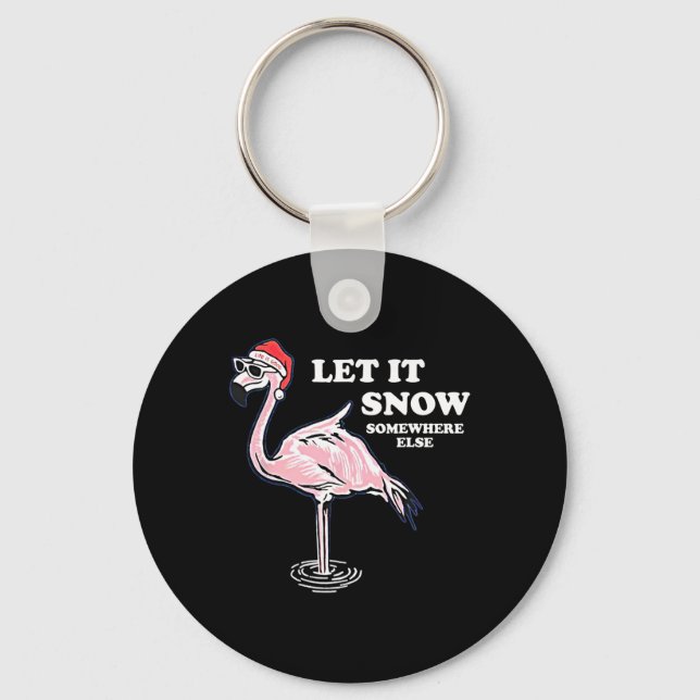 Llavero Flamingo Deja Que Nieva A Otros Navidades (Anverso)