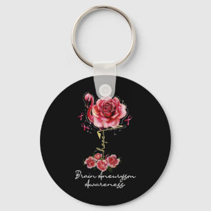 Llavero Flamingo Esperanza Burgundy Ribbon Aneurisma Cereb