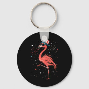 Llavero Flamingo Estadounidense Patriótico Bailando Bander