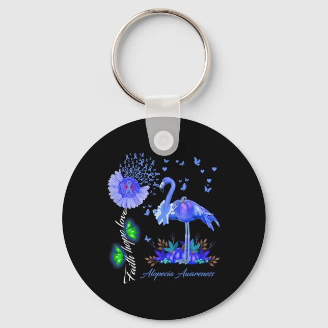 Llavero Flamingo Faith Hope Love Alopecia Conciencia (Anverso)