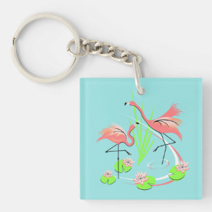 Llavero Flamingo Fandango Duo keychain acrílico cuadrado