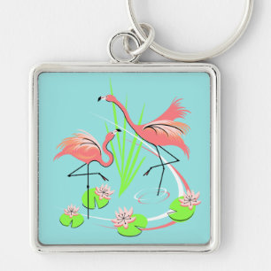 Llavero Flamingo Fandango Duo keychain premium square