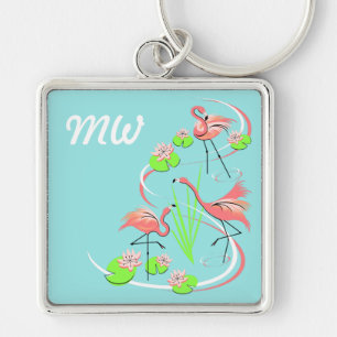 Llavero Flamingo Fandango Trio Monograma premium cuadrado