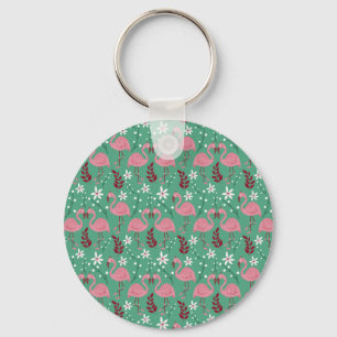 Llavero Flamingo floral sin soldadura patrón rosa verde