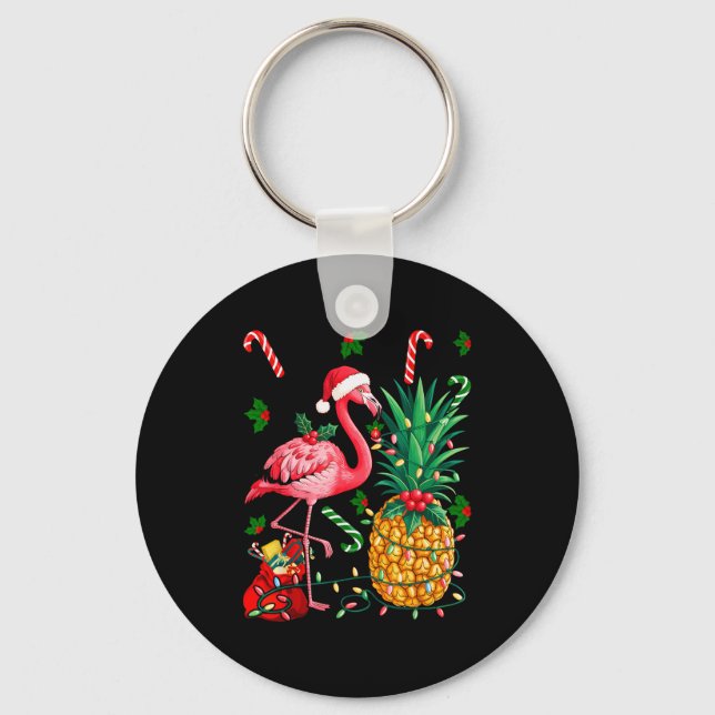 Llavero Flamingo Hawaiian Ne Christmas Lights Xmas  (Anverso)