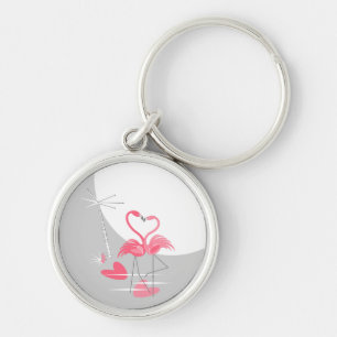 Llavero Flamingo Love gran Moon premium keychain round