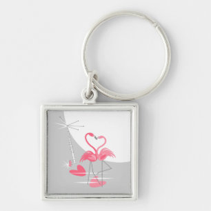 Llavero Flamingo Love Large Moon premium square