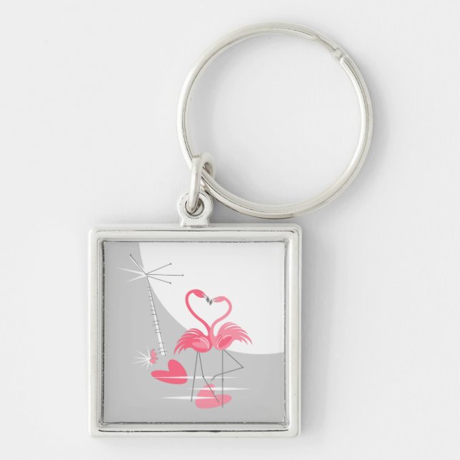 Llavero Flamingo Love Large Moon premium square (Frente)