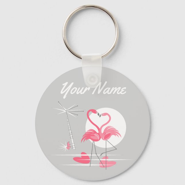 Llavero Flamingo Love Name keychain básico (Anverso)