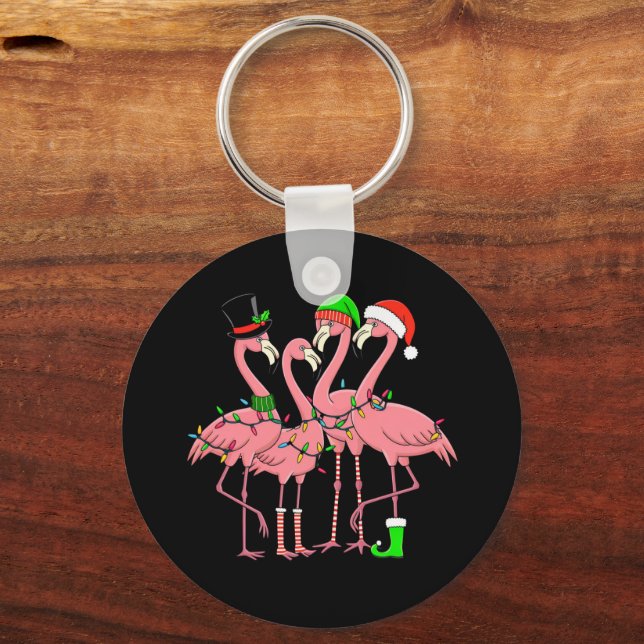Llavero Flamingo Merry Christmas Funny Flamingo Lover Rega (Anverso)