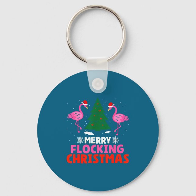 Llavero Flamingo Merry Flocking Christmas Funny Xmas Men W (Anverso)