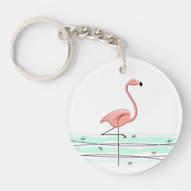 Llavero Flamingo Ocean text back acrílico keychain (Frente)