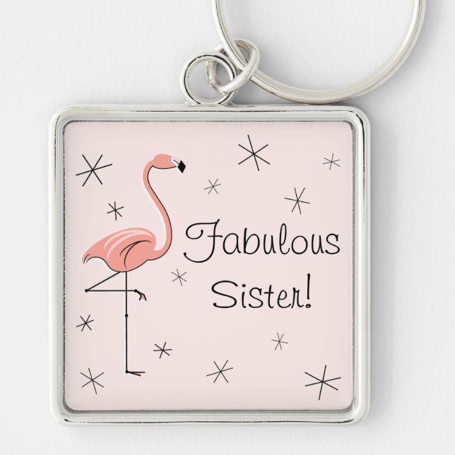 Llavero Flamingo Pink 'Fabulous Sister!' (Frente)