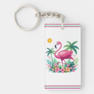 Llavero Flamingo rosa de Florida/Tropical