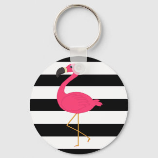 Llavero Flamingo rosa de franja negra y blanca