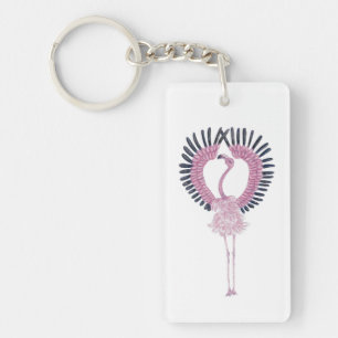 Llavero Flamingo rosa en la cresta de ballet