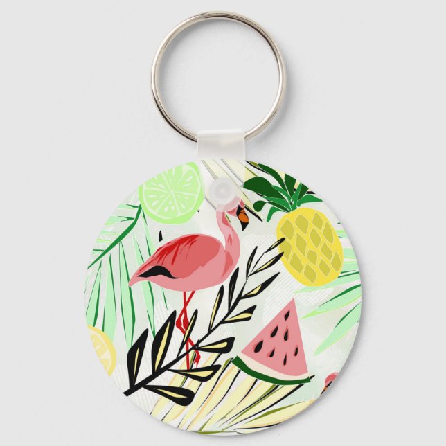 Llavero Flamingo rosa, fruta (Anverso)