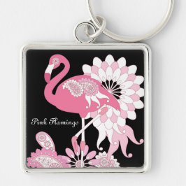 Llavero Flamingo rosa negro moderno personalizado