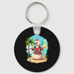 Llavero Flamingo rosa Santa Holiday Palm Tree Light Hawaii