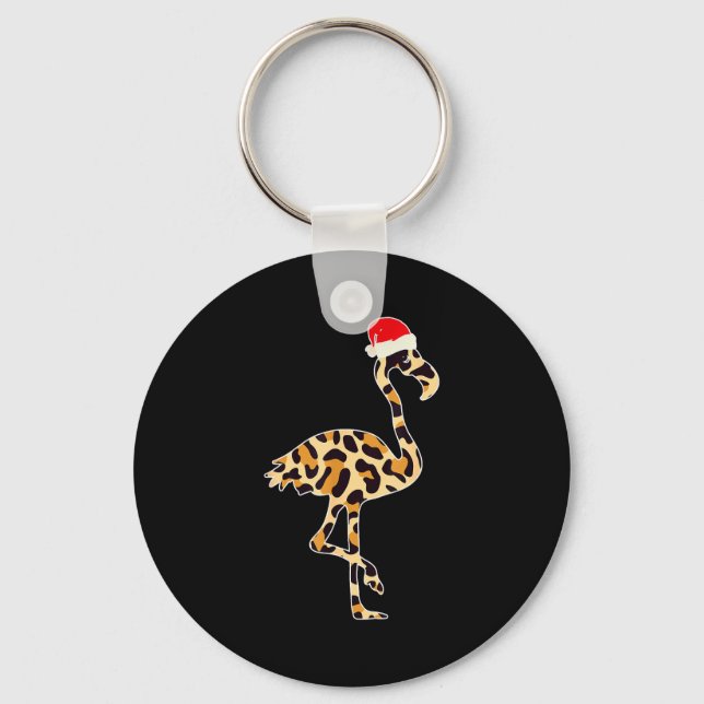 Llavero Flamingo Santa Hat Family Matching Christmas Leopa (Anverso)