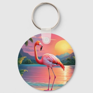 Llavero Flamingo Sunset Tropical Beach