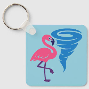Llavero Flamingo Tornado Audaz Arte Gráfico Moderno