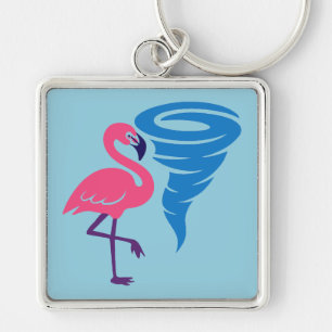 Llavero Flamingo Tornado Audaz Arte Gráfico Moderno