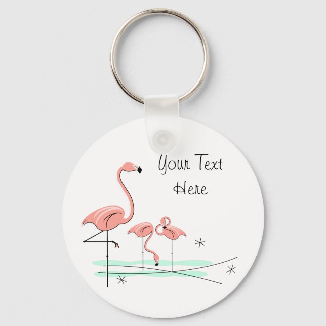 Llavero Flamingo Trio 4 Cadena de claves de texto (Anverso)