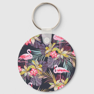 Llavero Flamingo Tropical: Patrón veraniego sin foco