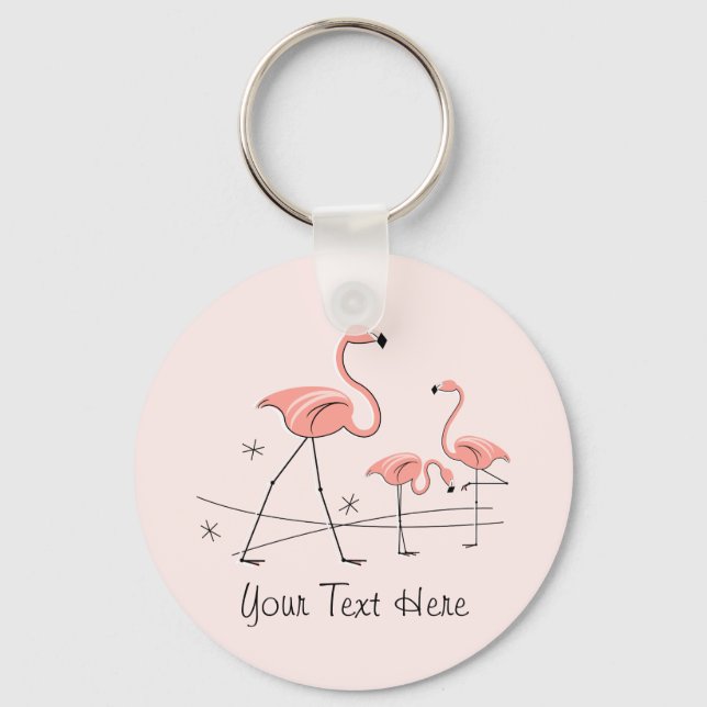 Llavero Flamingos Trío rosa 2 Cadena de claves de texto (Anverso)