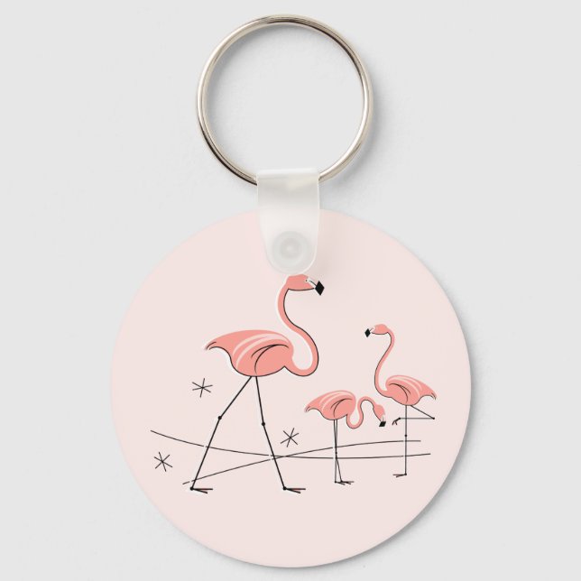 Llavero Flamingos trío rosa cadena de claves 2 (Anverso)